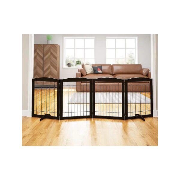 Wide and Tall Wooden Pet Gate with Adjustable Height for Home Protection