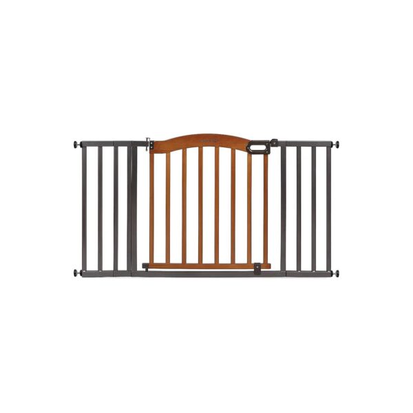 Wide-Angle Baby Gate for Doorways and Room Openings with Metal Accents