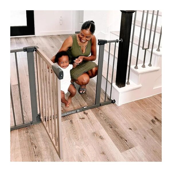 Wide-Span Child Safety Gate with Auto-Close and Hold-Open Feature