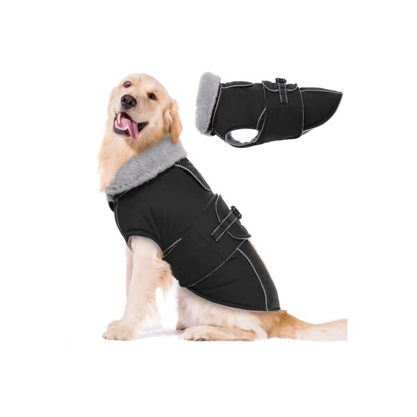 Windproof Dog Winter Coat with Thick Fleece and Padded Dog Jacket for Large Canines