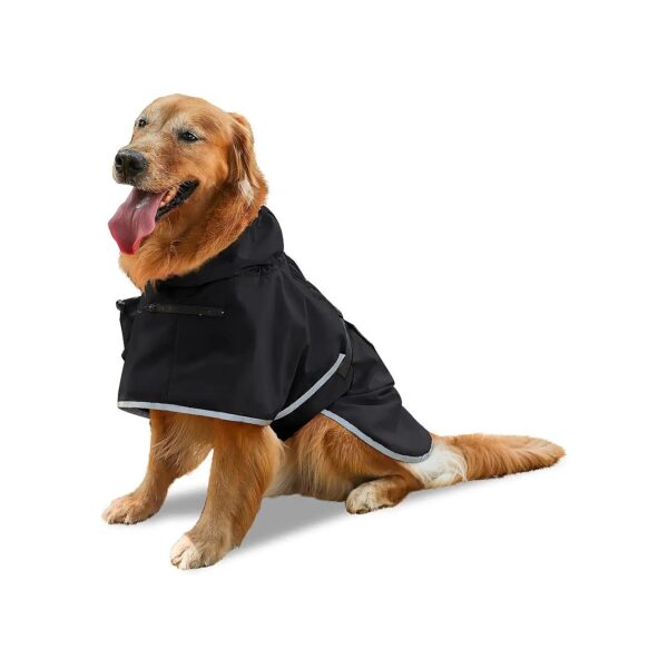 Windproof and Water-Resistant Dog Raincoat for Large Dogs, Black, Size XL