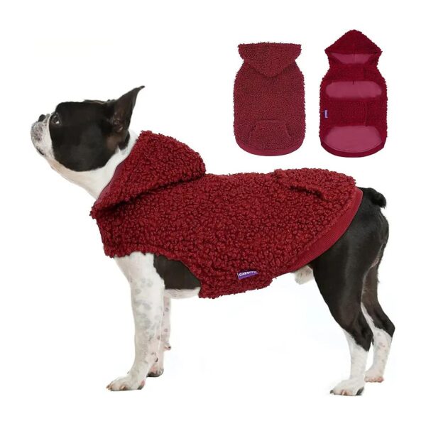 Wine Red Small Size Windproof Waterproof Sherpa Fleece Coats for Cats and Dogs