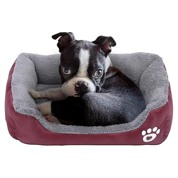 Wine Red Square Pet Bed for Small Dogs and Cats with Fleece Material