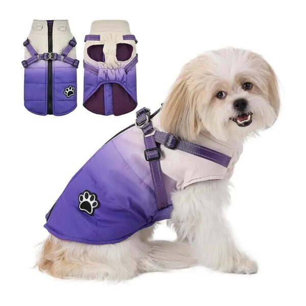 Winter Dog Coat Jacket with Reflective Strips for Small Medium Large Dogs X-Large Purple