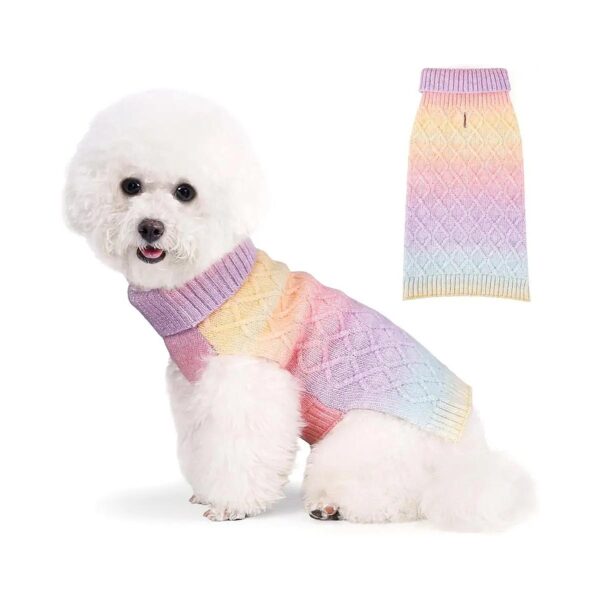 Winter Dog Sweater for Small Breeds, Colorful Design, Machine Washable, Sleeveless