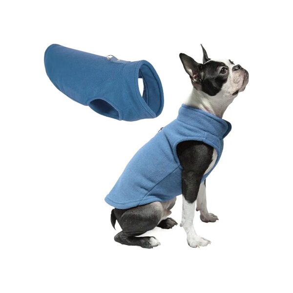 Winter Fleece Dog Coat with O-Ring Leash Attachment for Small Dogs