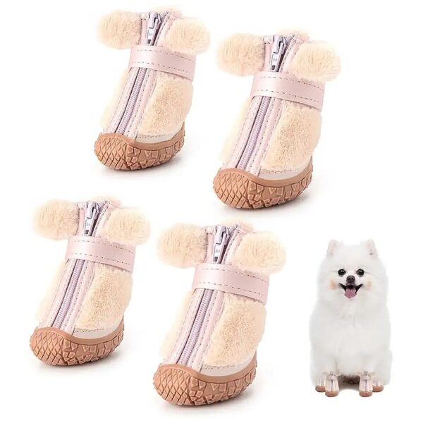 Winter Snow Boots for Small Size Dogs with Soft Paw Protection and Adjustable Straps