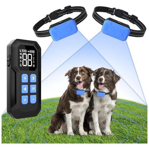 Wireless Dog Fence System for Two Dogs with Adjustable Beep Vibration and Shock Collar