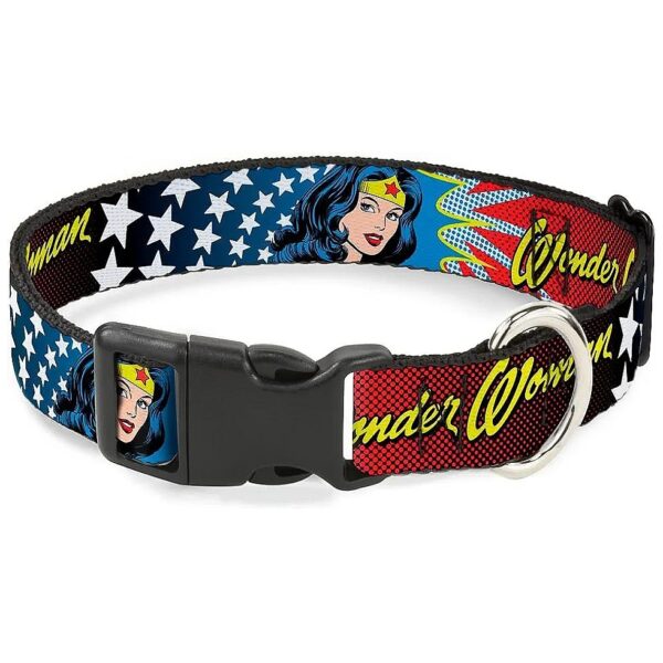 Wonder Woman Face Plastic Clip Collar for Large Dogs 15-26