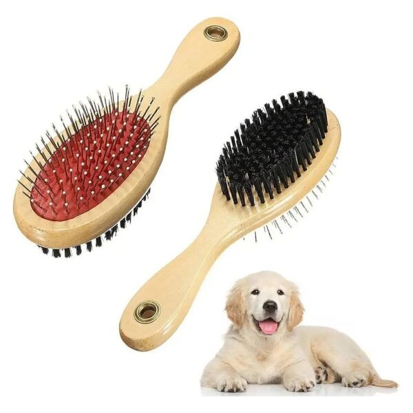 Wood Dog Brush Comb Grooming Tool for Short Long Hair Cleaning Puppies Cats