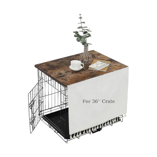 Wooden Dog Crate Topper for 36 Inch Cages with Rustic Brown Finish