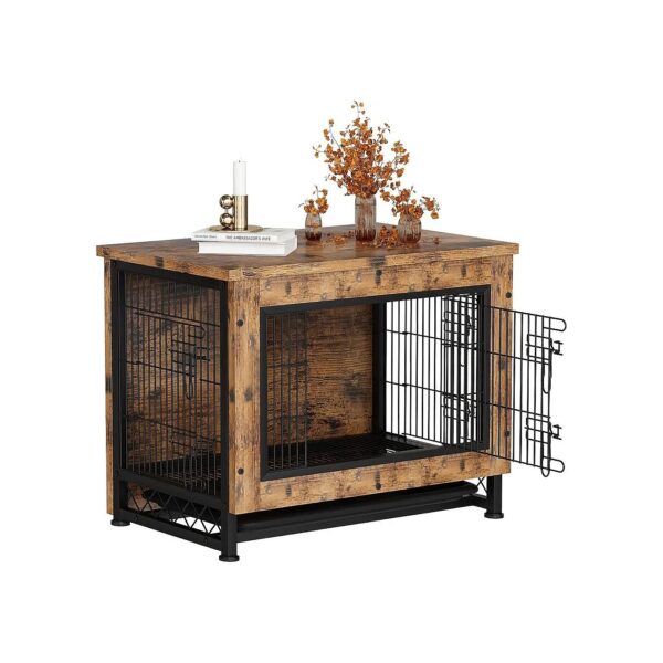 Wooden Dog Crates Furniture with 3 Doors for Medium to Large Dogs End Table Tray