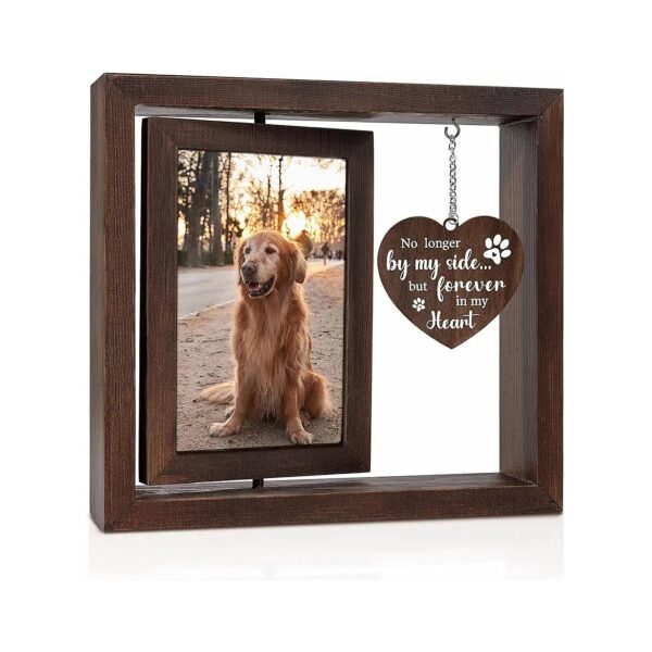 Wooden Frame for 4x6 Photo with Double-Sided Rotating Design for Pet Memorials