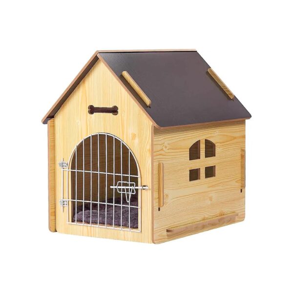 Wooden Pet House with Roof for Medium Dogs and Cats