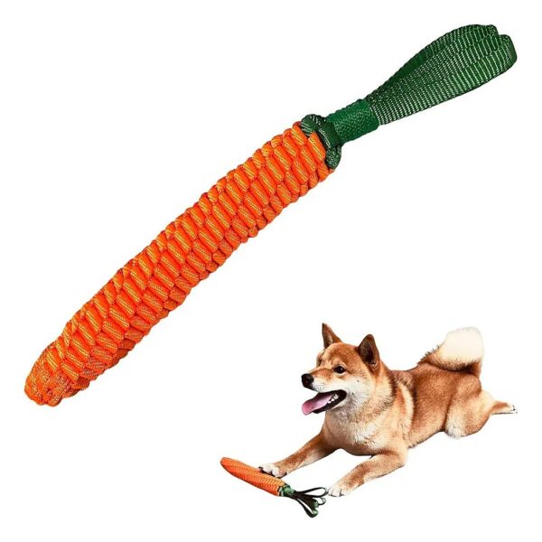 Woven Rope Tug Toy in Carrot Design for Medium and Large Dogs with Healthy