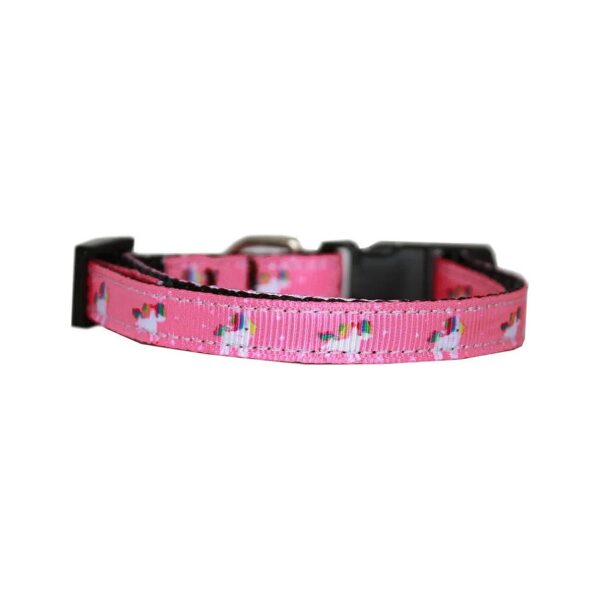 XS Pink Unicorn Nylon Dog Collar Made with Durable Nylon Material