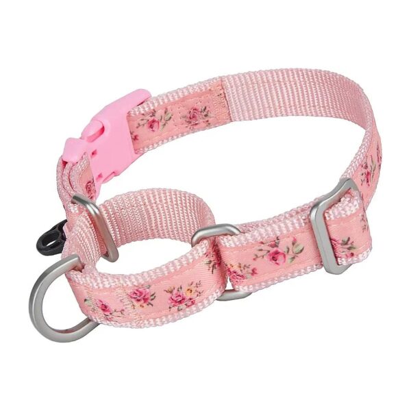 XSmall Martingale Collar with Floral Pink Pattern and Quick Release Snap for Female Dogs