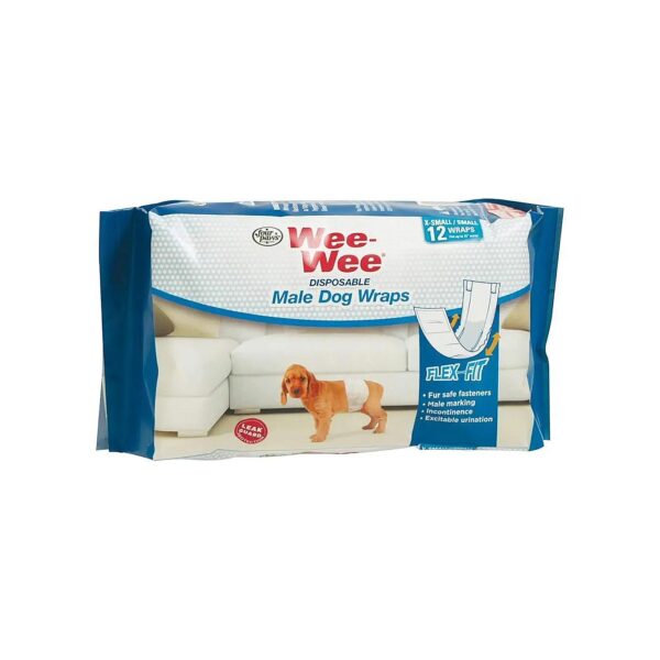 X-Small to Small Male Dog Urine Absorbent Wrap Pack of 12