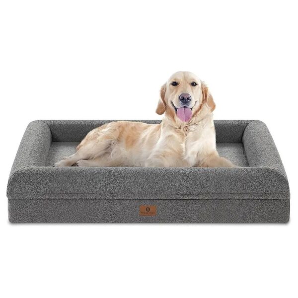 XXL Orthopedic Memory Foam Dog Bed with Bolster and Durable Velvet for Large Breed Dogs