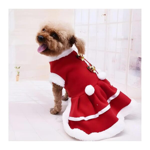 XXL Red Skirt Dog Christmas Dress with Polar Fleece Material and Comfortable Hoodie