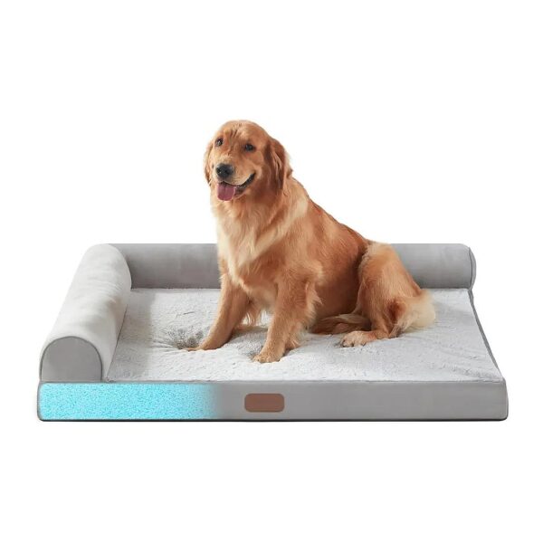 XX-Large L-Shaped Memory Foam Dog Bed with Waterproof Bottom and Removable Cover