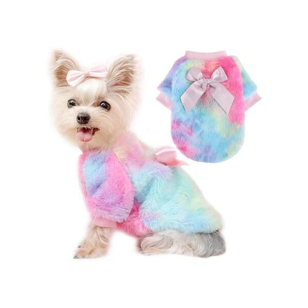 XX-Small Size Tie-Dye Fleece Dog Sweater for Small Dog Winter Outfit