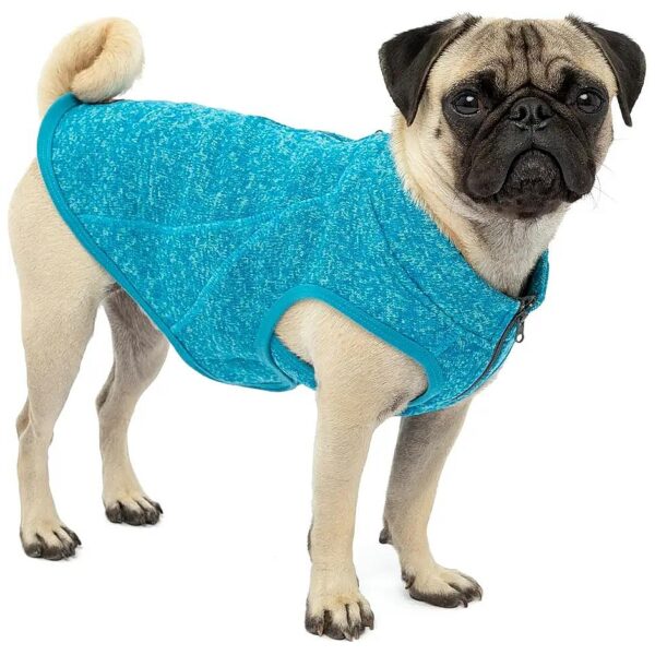 Year-Round Dog Sweater for Small Dogs with Heather Blue Color and Fleece Lining