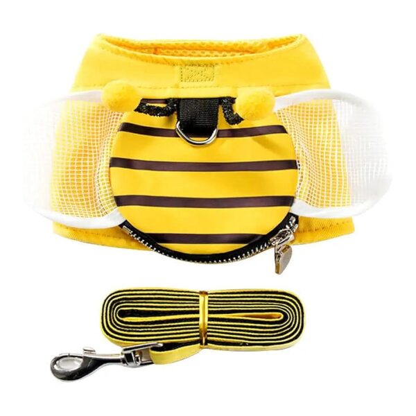 Yellow Cat Leash Vest Adjustable Mesh Wings with Zipper for XL Pets