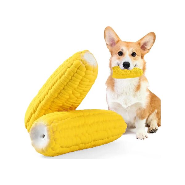 Yellow Corn Shaped Dog Toy for Visual Attraction