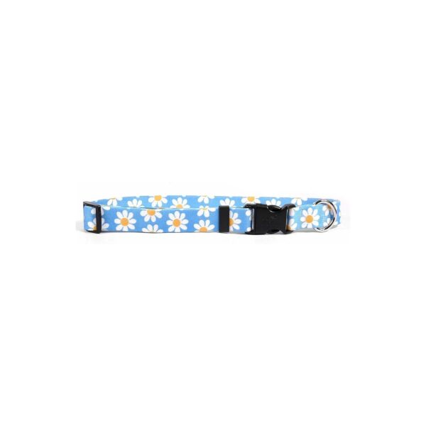 Yellow Dog Design Blue Daisy Dog Collar 3/4 Inch Wide for Small Dogs