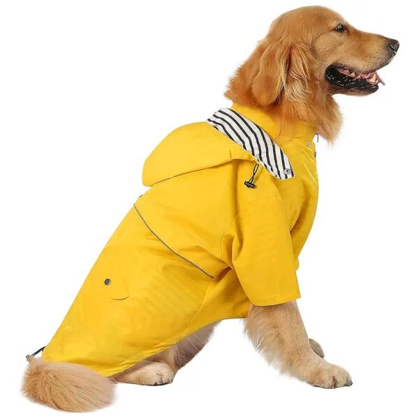 Yellow Dog Raincoat with Hood and Zip for Small to Large Dogs, X-Large Size