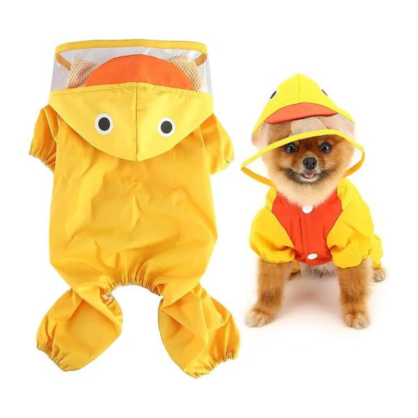 Yellow Lightweight Raincoat for Small Dogs with Mesh Lining and Hood