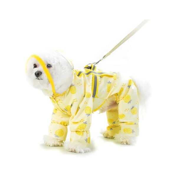 Yellow Pet Raincoat with Reflective Strip and Waterproof Fabric for Small to Medium Dogs