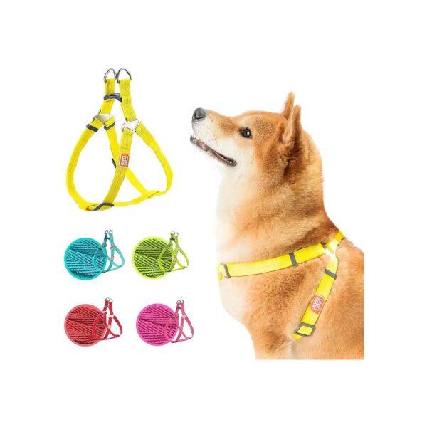 Yellow Soft Basic Polyester Dog Harness for Small Medium Dogs Easy Outdoor Walking