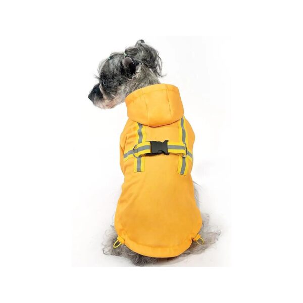 Yellow Waterproof Dog Raincoat with Built-in Harness and Hood for Small Medium Dogs