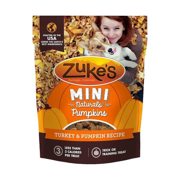 Zuke's Wholesome Soft Pumpkin Shape Dog Training Treats with Turkey and Pumpkin Recipe