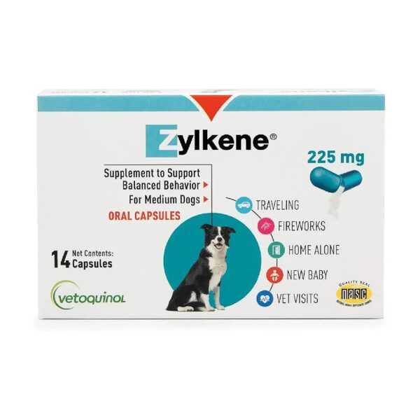 Zylkene Capsules for Natural Stress Relief and Calming in Medium Size Dogs