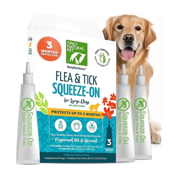 esan Herbal Squeeze-On Drops for Dogs - 3 Months Supply of Natural Flea Prevention