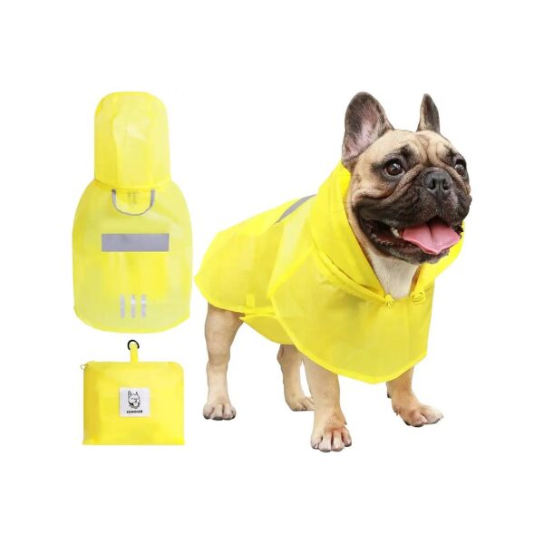 iChoue Medium Size Dog Raincoat with Handsome Yellow Color and Anti-Rain Design